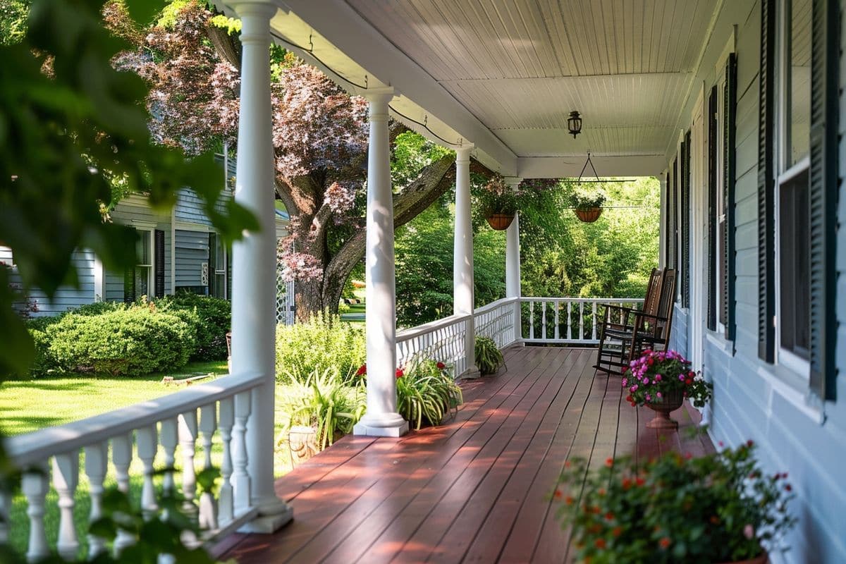 Inviting front porch of a charming, well-maintained property illustrating the allure of ready-to-move-in homes.